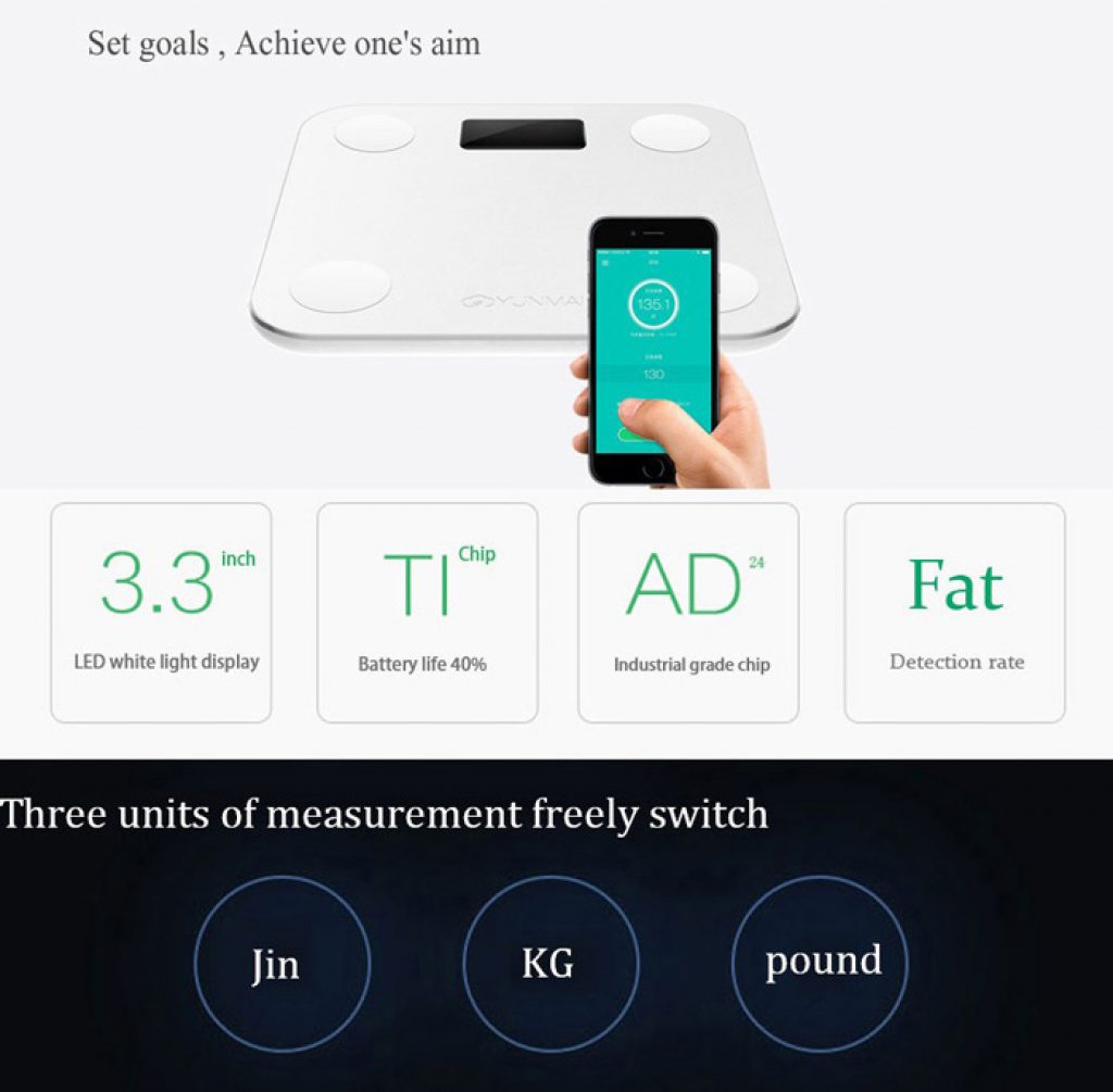 YUNMAI Mini 1501 Bluetooth 4.0 Smart Fat Scales