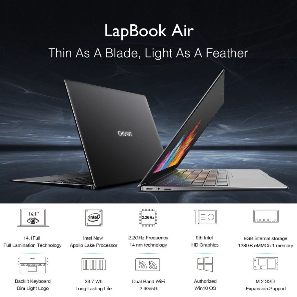 tomtop, CHUWI LapBook Air Notebook PC 8GB +128GB