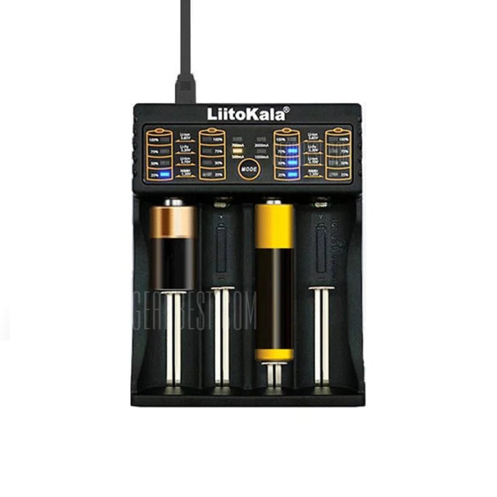 gearbest, LiitoKala Lii - 402 Battery Charger - USB BLACK