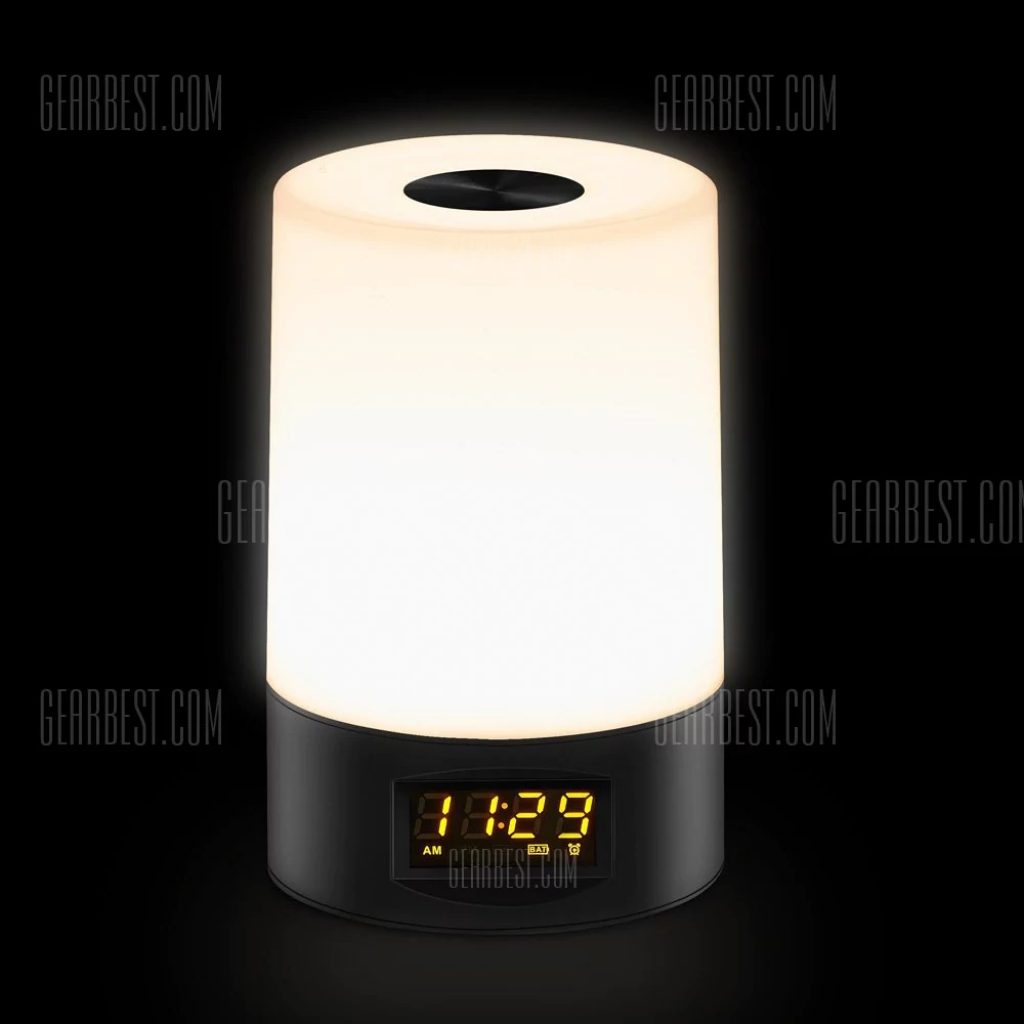 gearbest, Multi-Colors Smart Touch Wake Up Light-Alarm Clock With Adjustable Night Light - BLACK