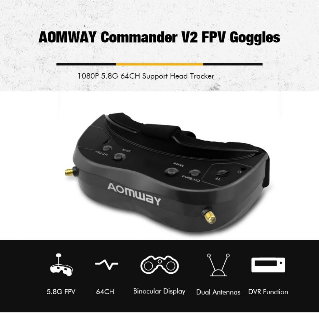 gearbest, AOMWAY Commander V2 1080P 5.8G 64CH FPV Goggles