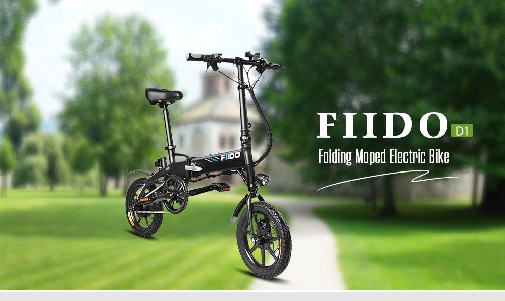 geekbuying, banggood, gearbest, FIIDO D1 Folding Electric Bike 7.8Ah Battery Moped Bicycle - BLACK