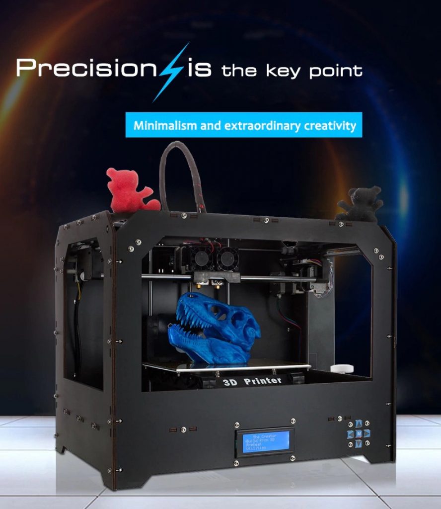 gearbest, Factory FDM - Black Makerbot Replicator 3D-Printer 2 Extruders NEW - BLACK EU PLUG