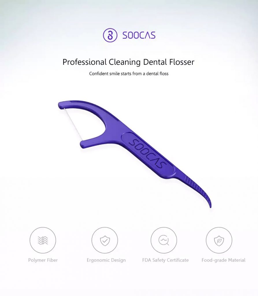 gearbest, SOOCAS SOOCARE Dental Floss 50pcs - PURPLE ONE-BOX PACK