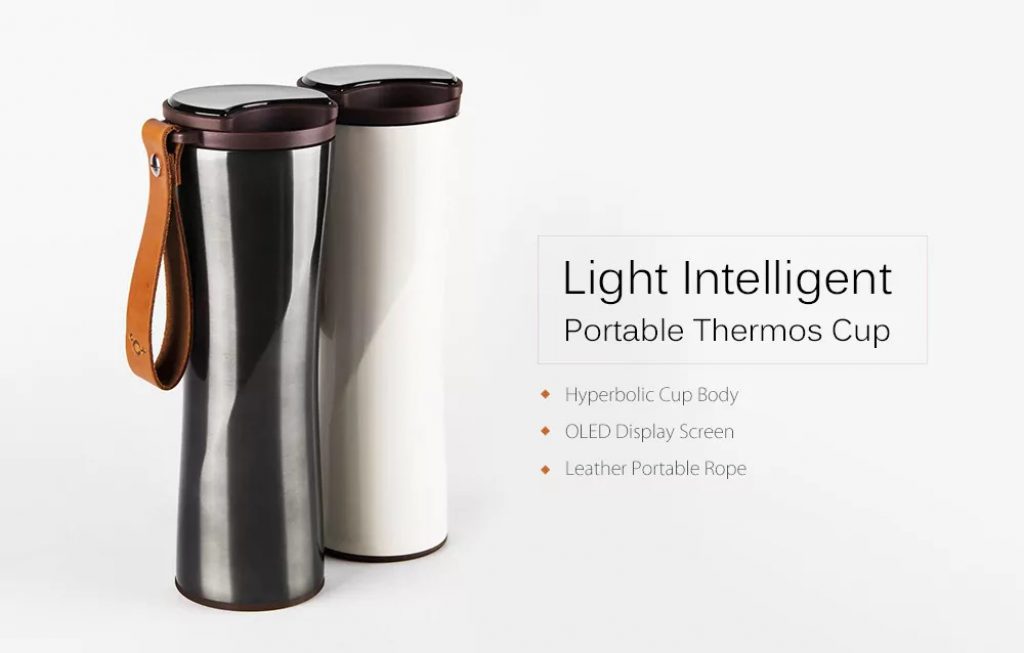 gearbest, Xiaomi Mijia Portable Intelligent Thermal Vacuum Water Bottle - WHITE