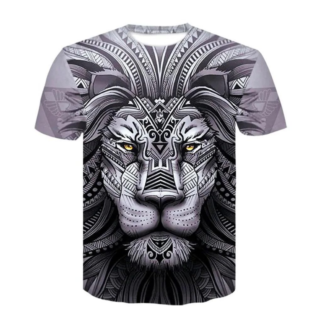 coupon, gearbest, 3D Lion Totem Print Men's Casual Short Sleeve Graphic T-shirt