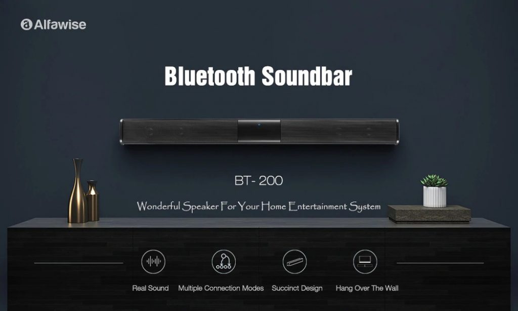 coupon, gearbest, Alfawise BT- 200 Portable Wireless Bluetooth Soundbar