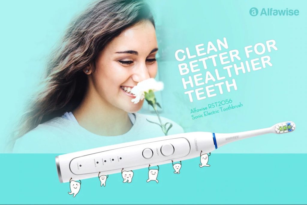 coupon, gearbest, Alfawise RST2056 Sonic Electric Toothbrush - WHITE EU PLUG