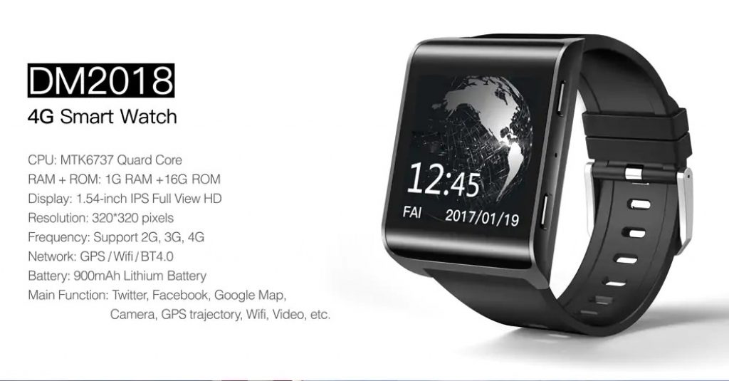 coupon, gearbest, DM2018 4G Smartwatch Phone