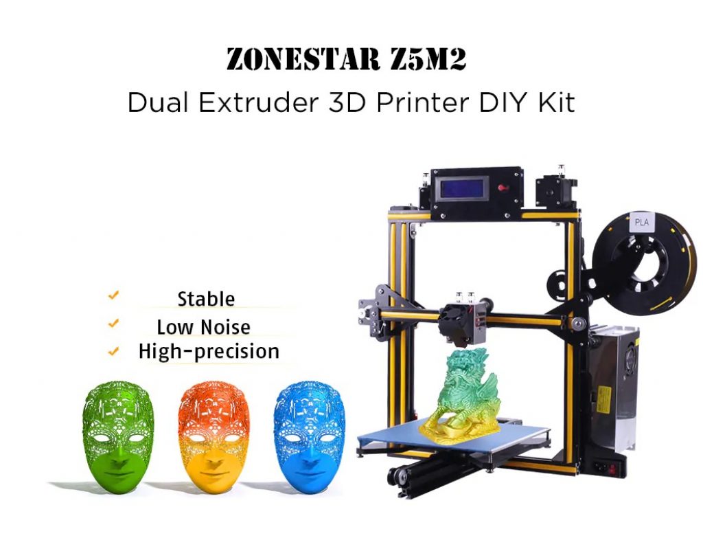 coupon, gearbest, ZONESTAR Z5M2 Dual Extruder 3D Printer