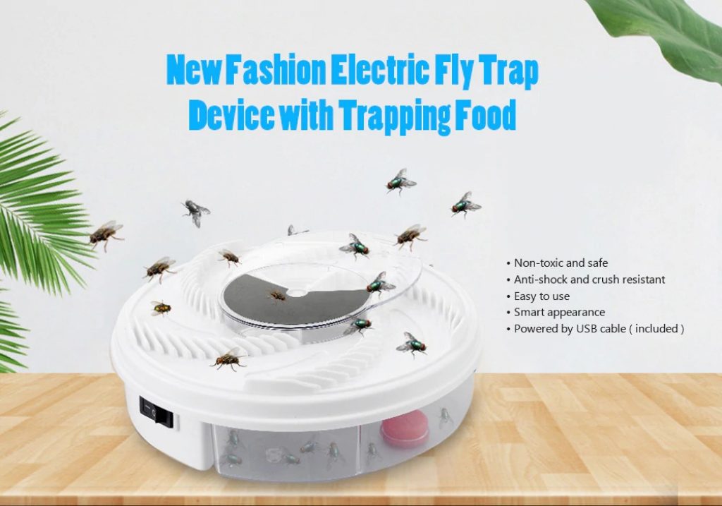coupon, gearbest, gocomma Electric Fly Trap Device with Trapping Food - WHITE USB CABLE