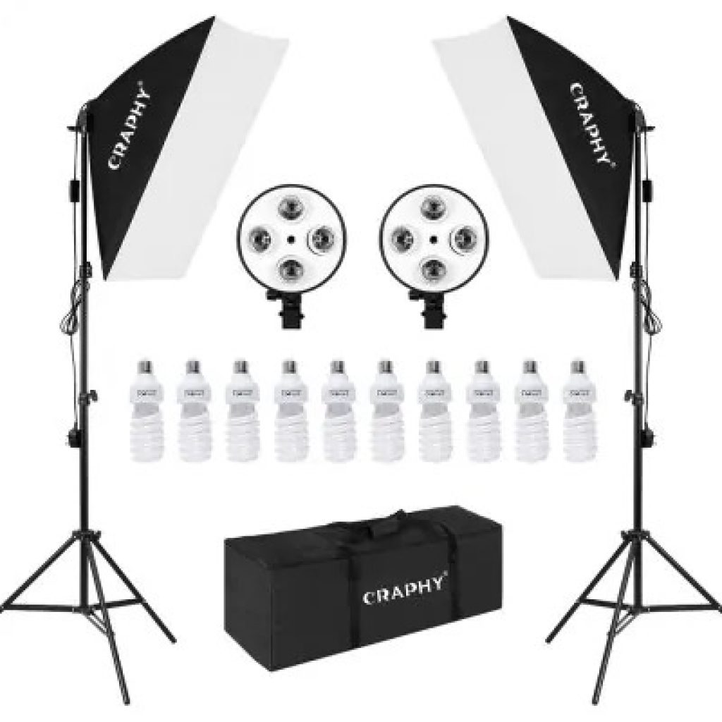 coupon, gearbest, Craphy 10x45W 40x60cm Studio Softbox Continuous Lighting Kit with carry bag EU