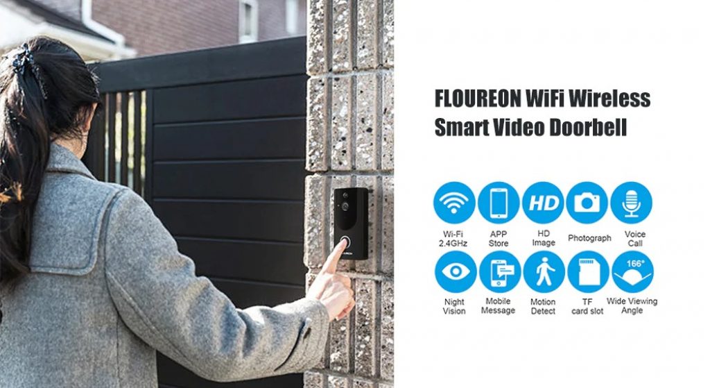coupon, gearbest, FLOUREON ZC - IP09 WiFi Wireless Smart Video Doorbell