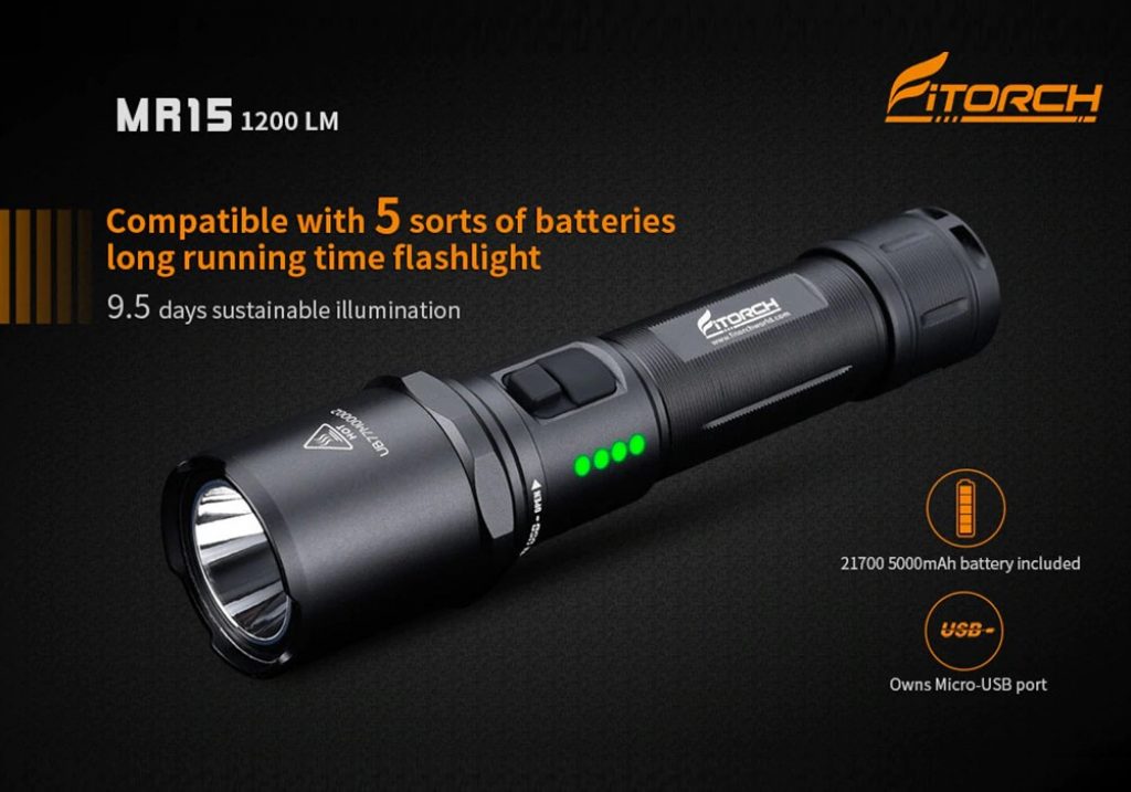 coupon, gearbest, Fitorch MR15 Strong Light LED Waterproof Flashlight