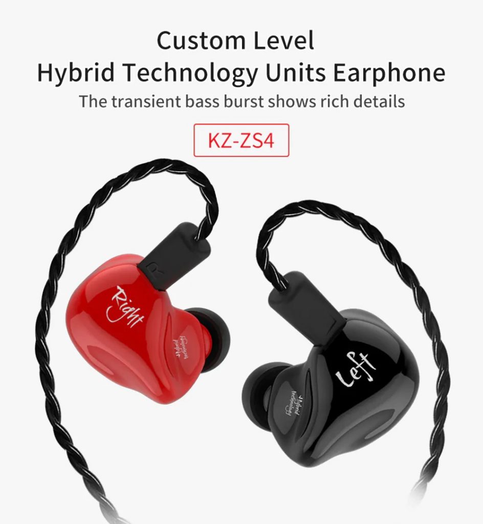 coupon, gearbest, KZ ZS4 HiFi Stereo In-ear Earphone Music Earbuds - BLACK WITHOUT MIC, coupon, GearBest