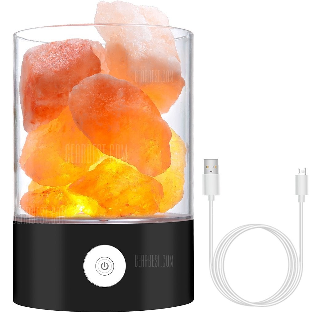coupon, gearbest, M - 02 Natural Salt Lamp Dimmable 7-Color Light Touch Control Air Purifier