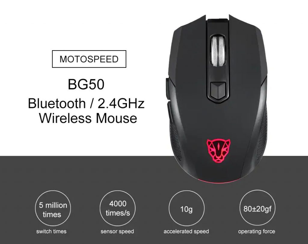 coupon, gearbest, MOTOSPEED BG50 2.4GHz Bluetooth Dual Mode Wireless Mouse