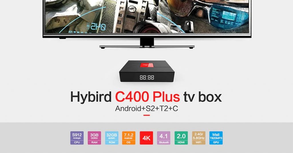 coupon, gearbest, Magicsee C400 Plus Hybird S2 + T2 + C TV Box