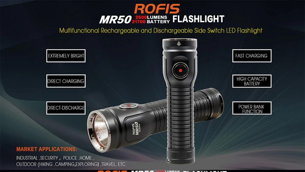 coupon, gearbest, ROFIS MR50 21700 5000mAh USB Highlight Flashlight