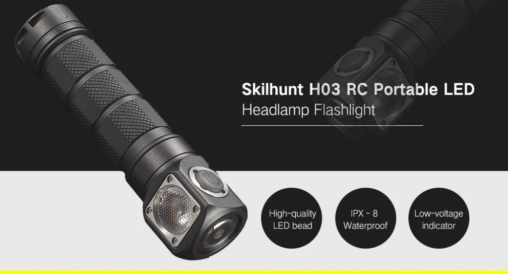 coupon, gearbest, Skilhunt H03 RC Portable LED Headlamp Flashlight