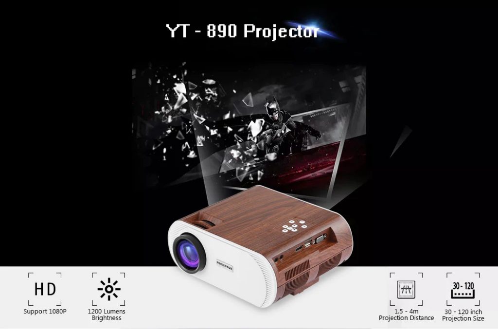 coupon, gearbest, YT - 890 LCD Projector Support 1080P