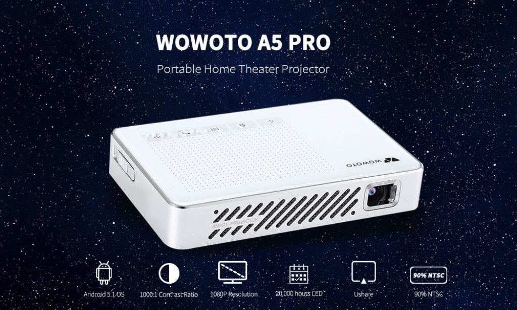 coupon, gearbest, wowoto A5 Pro DLP Portable Projector