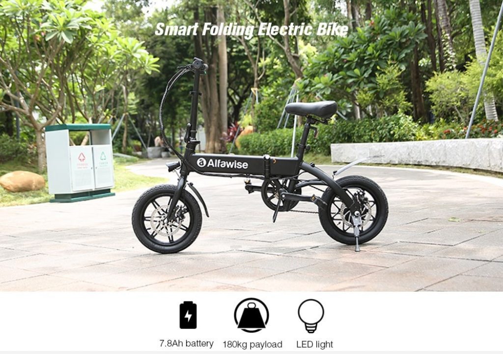 coupon, gearbest, Alfawise YINYU14 Aluminum Alloy Folding Electric Bike