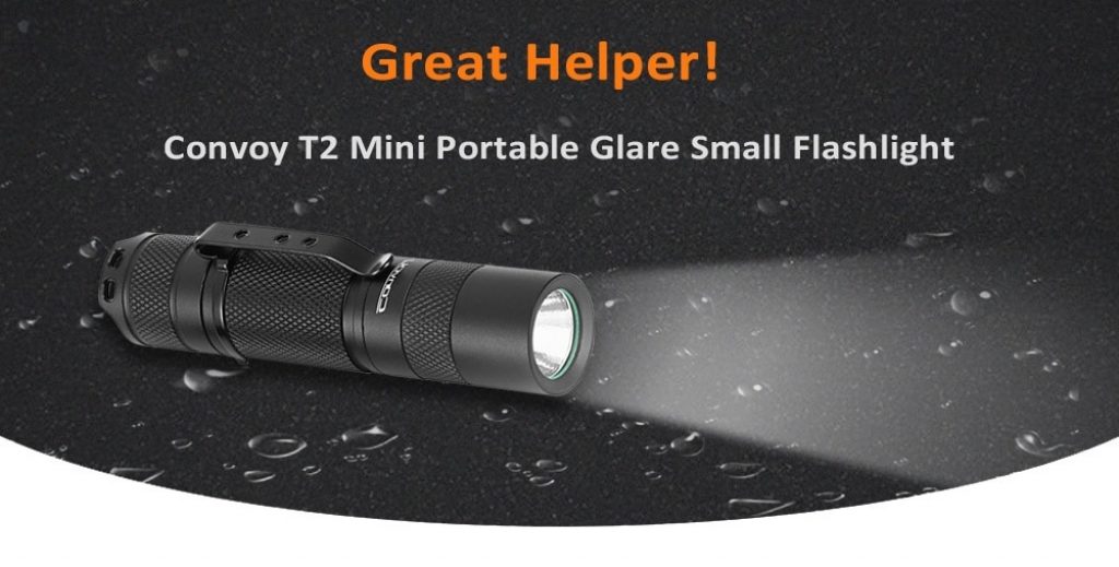 coupon, gearbest, Convoy T2 Mini Glare Small Flashlight - BLACK 6500K-7000K