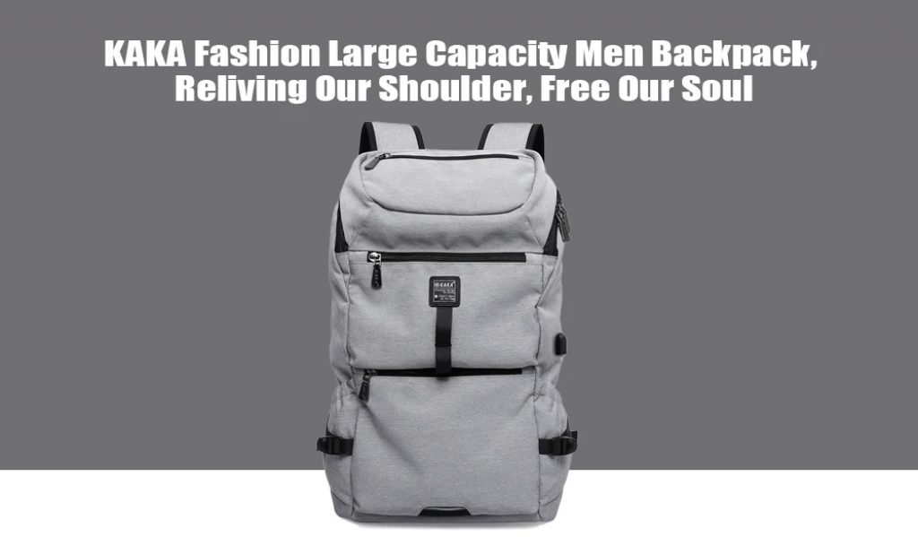coupon, gearbest, KAKA Fashion Large Capacity Men Backpack - BLACK