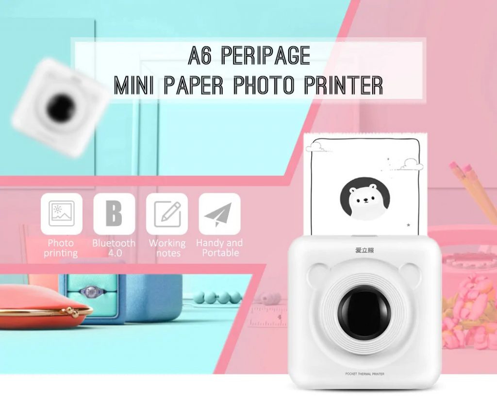 coupon, gearbest, PeriPage A6 Handheld Mini Bluetooth Photo Printer