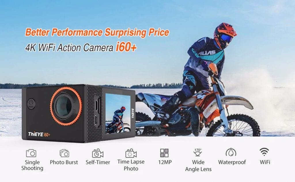 coupon, gearbest, ThiEYE i60+ 4K Ultra HD WiFi Action Camera