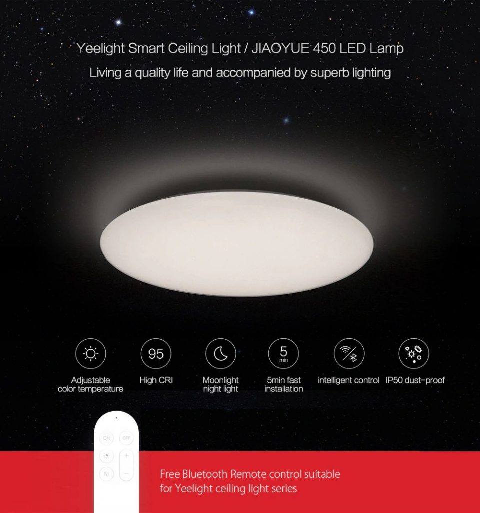 coupon, gearbest, Yeelight 320mm LED Smart Ceiling Light JIAOYUE 450mm Lamp with White Lampshade