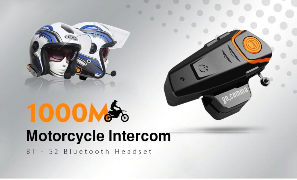 coupon, gearbest, gocomma BT - S2 1000m Bluetooth Helmet Headsets Motorcycle Intercoms 2pcs