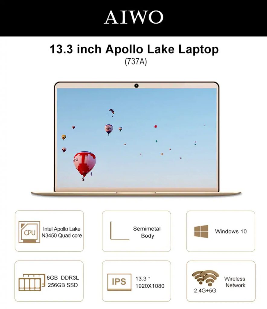 coupon, gearbest, AIWO 737A Laptop