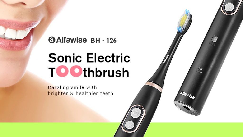 coupon, gearbest, Alfawise BH - 126 Sonic Electric Toothbrush with 2 Brush Heads