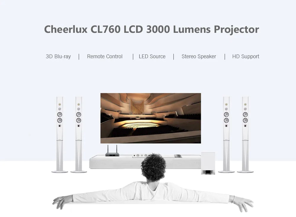 coupon, gearbest, Cheerlux CL760 3000 Lumens Lumens LCD Video Projector