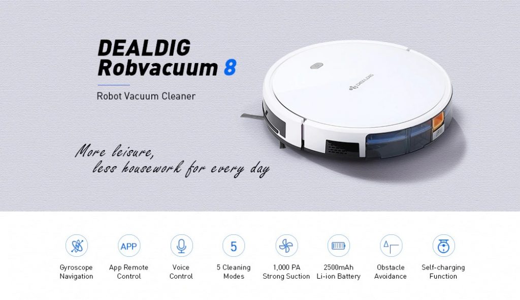 coupon, gearbest, DEALDIG Robvacuum 8 Smart Robot Vacuum Cleaner