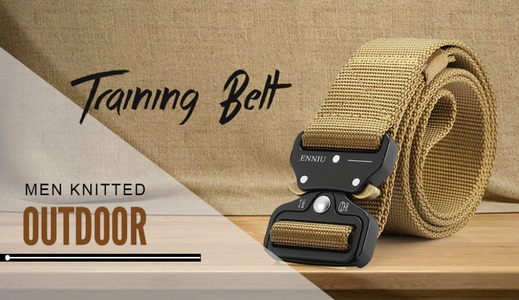 coupon, gearbest, ENNIU Male Outdoor Training Belt with Cobra Buckle - BLACK