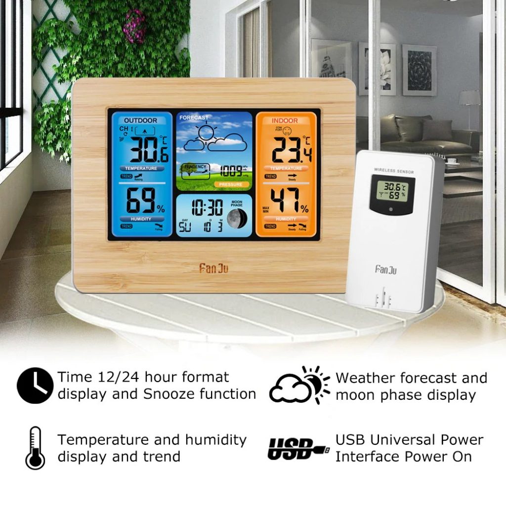 coupon, gearbest, FanJu FJ3373W Digital Weather Station Alarm Clock with Temperature Humidity
