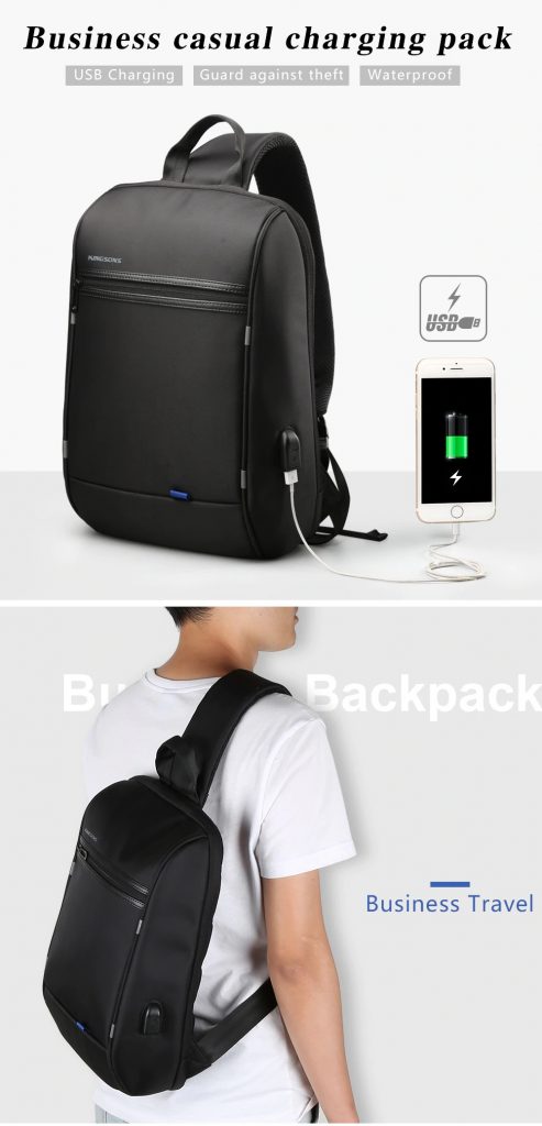 coupon, gearbest, Kingsons Crossbody Bags for Men Messenger Chest Casual Anti-theft USB Charging