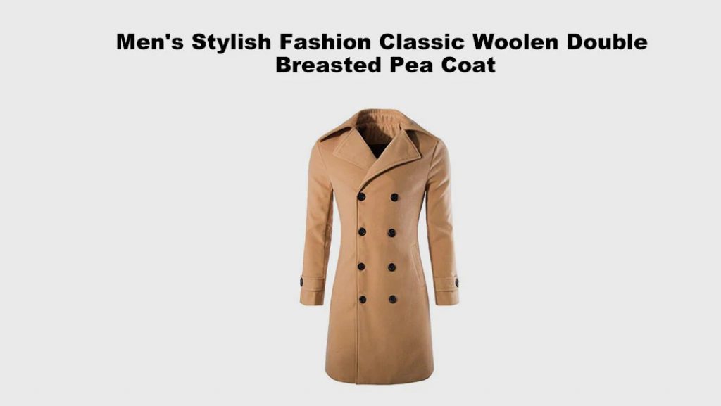 coupon, gearbest, Men's Stylish Fashion Classic Woolen Double Breasted Pea Coat