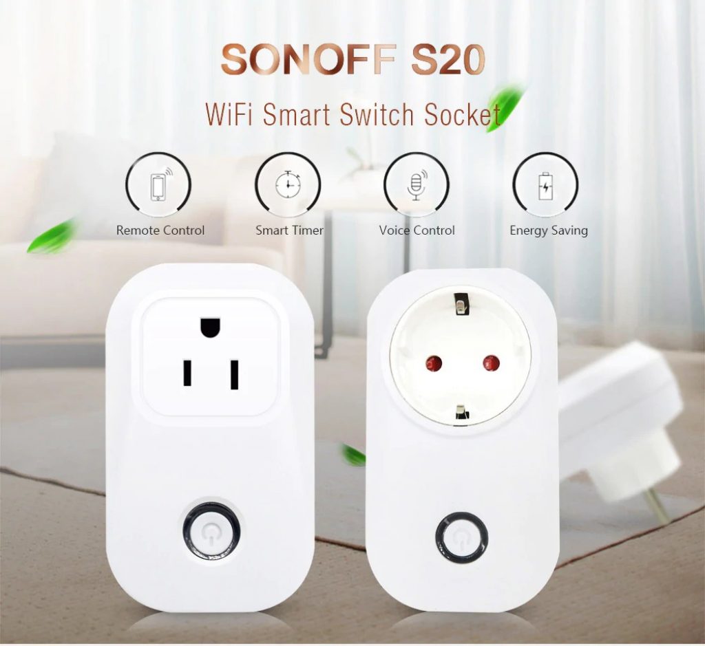 coupon, gearbest, SONOFF S20 WiFi Smart Switch Socket for Home Safety
