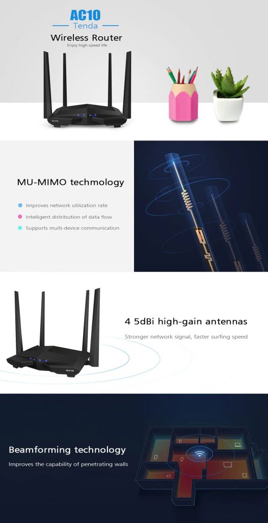 coupon, gearbest, Tenda AC10 Wireless Router