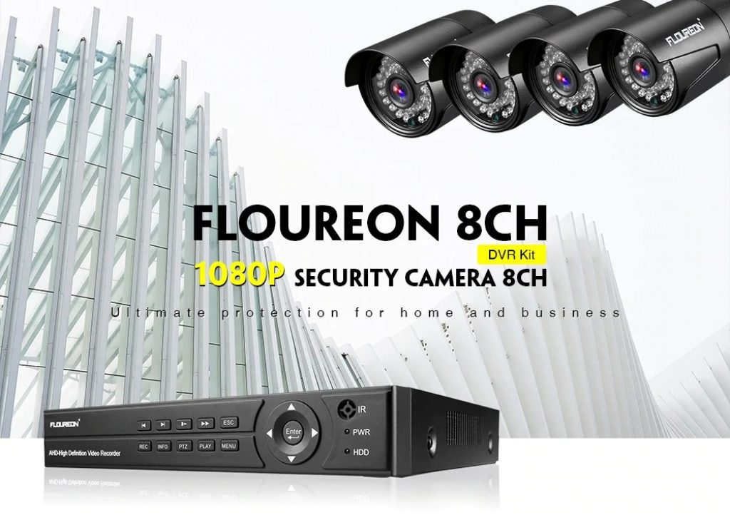coupon, gearbest, FLOUREON 1 X 8CH 1080P 1080N AHD DVR + 4 X Outdoor 3000TVL 1080P 2.0MP Camera Security Kit EU