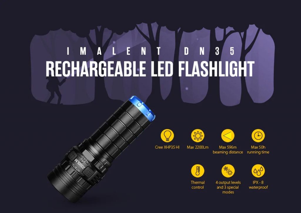 coupon, gearbest, IMALENT DN35 Rechargeable Torch