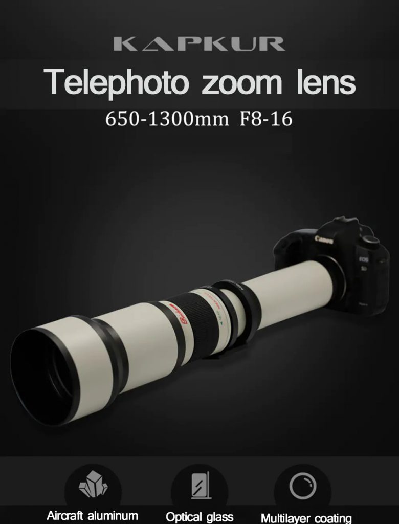coupon, gearbest, KAPKUR Super Telephoto Manual Focus 650-1300mm F8 Camera Lenses For Nikon