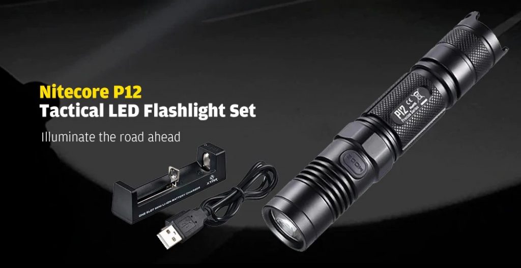 coupon, gearbest, Nitecore P12 Cree XM - L2 U2 1000lm Waterproof Tactical LED Flashlight Set