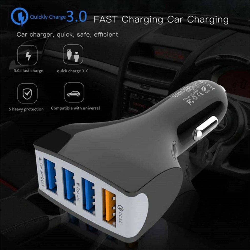 coupon, gearbest, SpedCrd QC3.0 Car Charger Mobile Phone Car-Charger 4 Port USB Car Charger