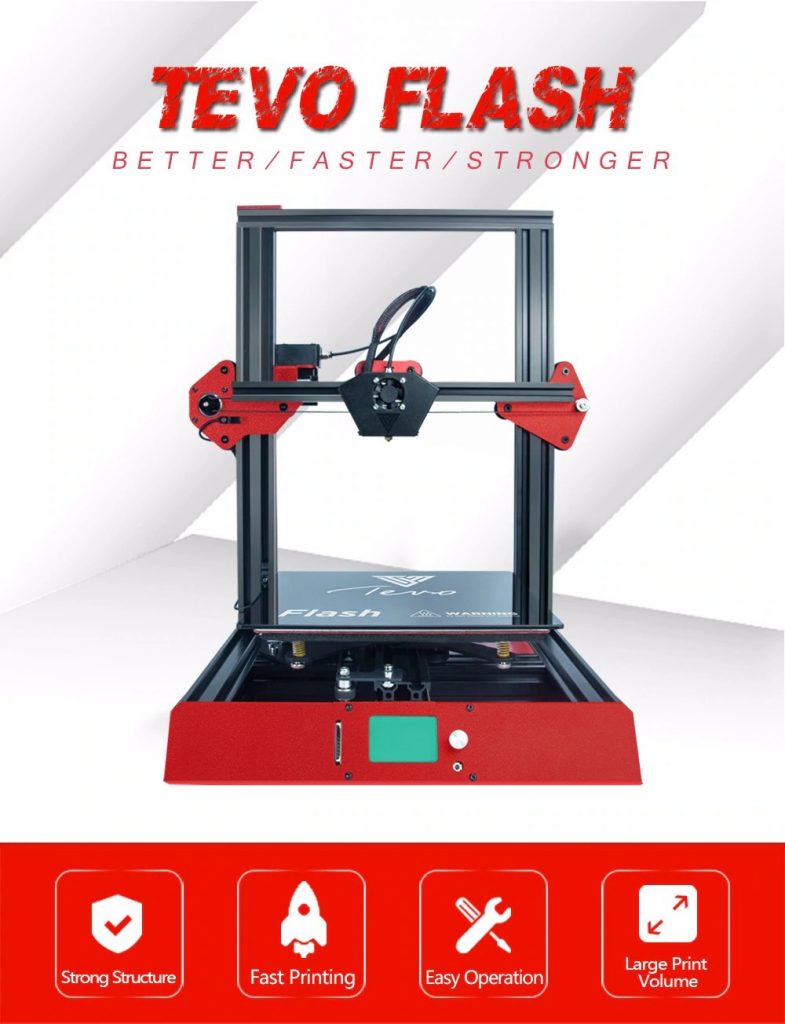 coupon, gearbest, Tevo Flash Standard DIY Kits 98% Prebuild 3D Printer