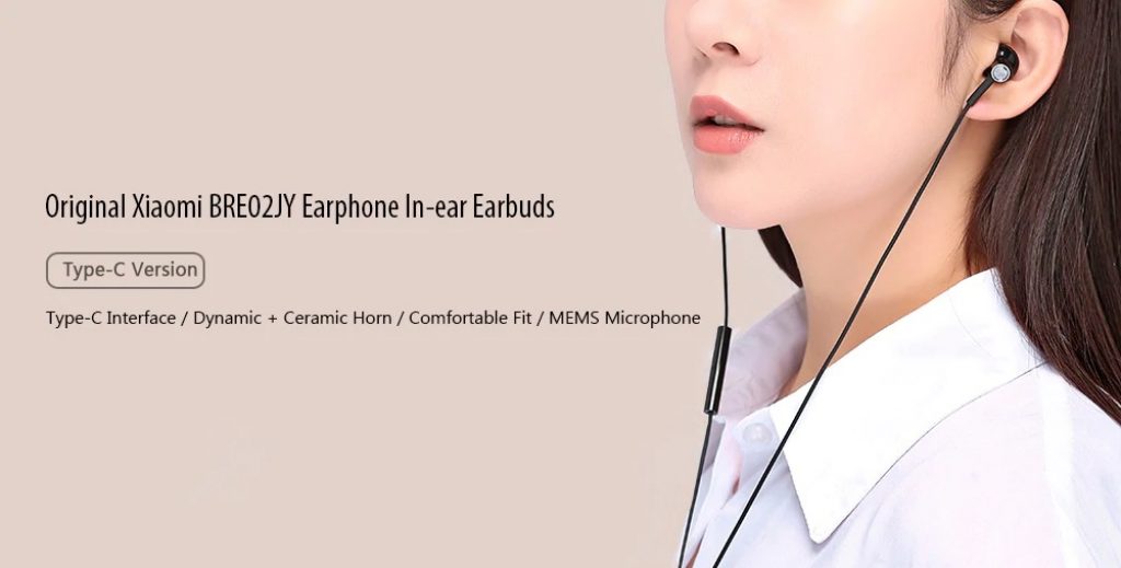 coupon, gearbest, Xiaomi BRE02JY Type-C Dynamic Earphone In-ear Earbuds